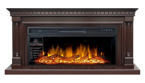 Линейный электрокамин Royal Flame Dallas (темный дуб) с очагом Vision 42 LOG LED
