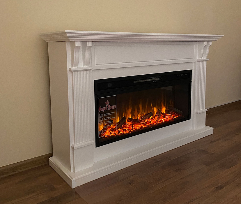 Линейный электрокамин Royal Flame Cardiff (белый) с очагом Vision 42 LOG LED фото#4