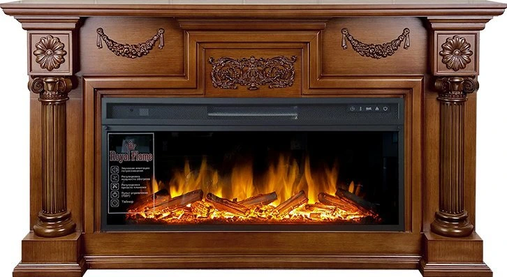 Линейный электрокамин Royal Flame London (орех) с очагом Vision 42 LOG LED