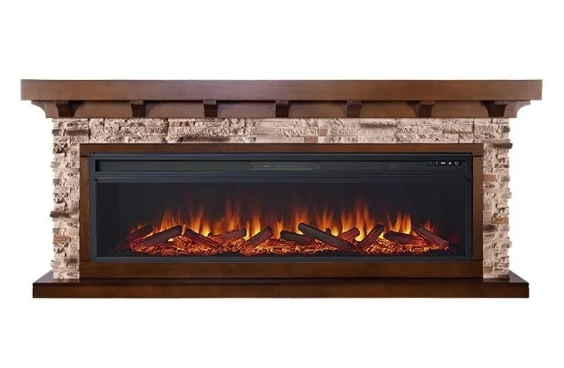 Линейный электрокамин Royal Flame Chalet 60 (темный дуб) с очагом Vision 60 LOG LED