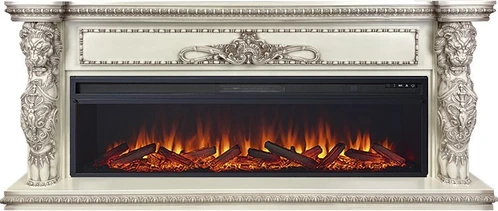 Линейный электрокамин Royal Flame Windsor 60 (cлоновая кость с темной патиной) с очагом Vision 60 LOG LED
