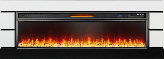 Линейный электрокамин Royal Flame Modern 60 (белый с черным) с очагом Vision 60 LOG LED