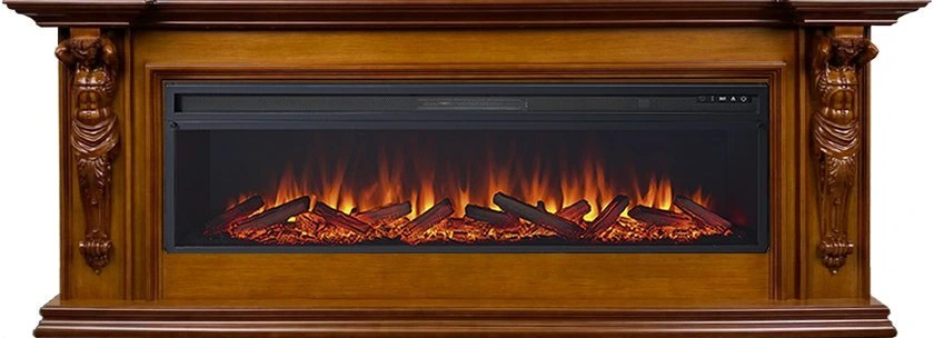 Линейный электрокамин Royal Flame Sparta 60 (орех) с очагом Vision 60 LOG LED