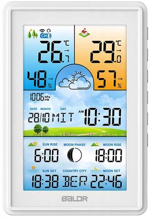 Цифровая метеостанция с радиодатчиком BALDR B0360WST2H2PR-V2 (белый)