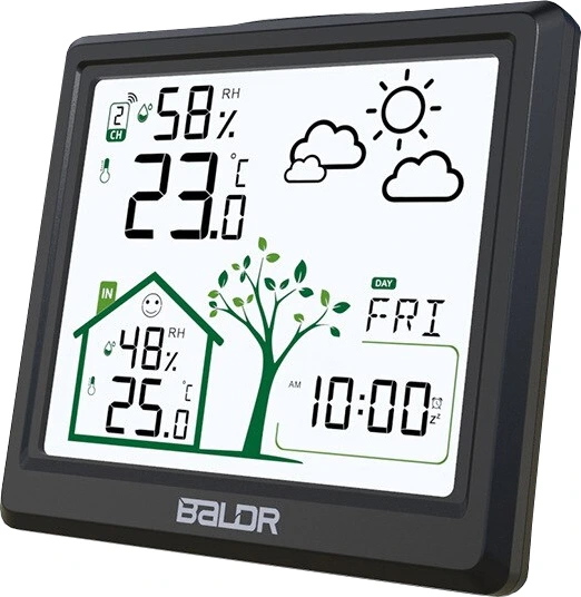 Цифровая метеостанция с радиодатчиком BALDR B0389WST2H2-V1 (черный)