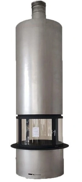 Готовый дровяной каминокомплект TRAFORART DIAMANTE CENTRAL INOX со стеклом