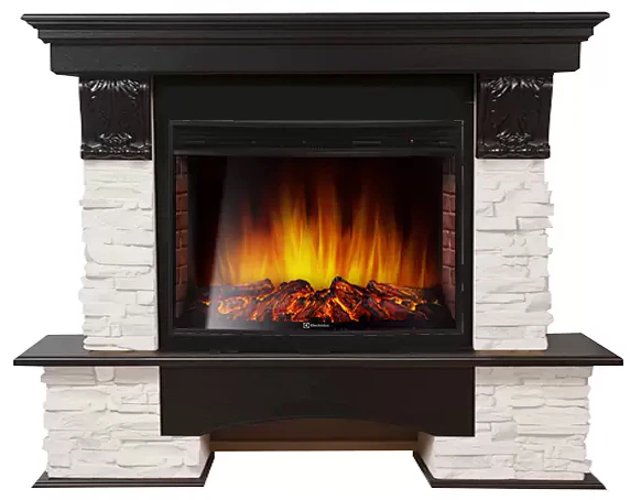 Электрокамин Electrolux EFP/P-2720RLS с порталом Firelight Pietra Nuovo 25 камень сланец белый, шпон темный дуб