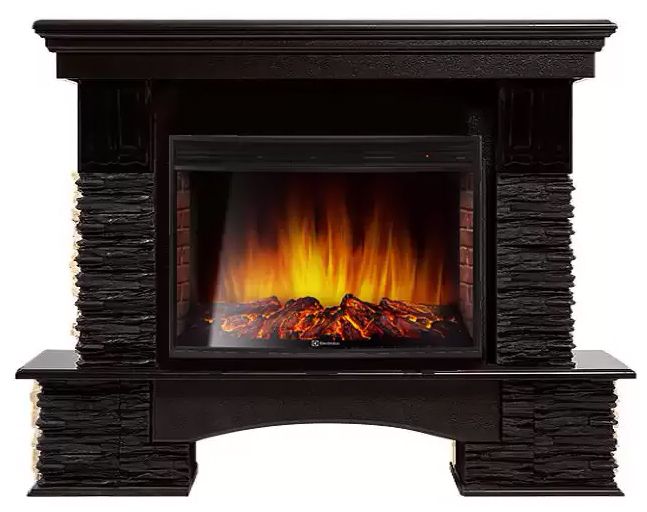 Электрокамин Electrolux EFP/P-2720RLS с порталом Firelight Pietra Nuovo 25 камень сланец чёрный, шпон венге