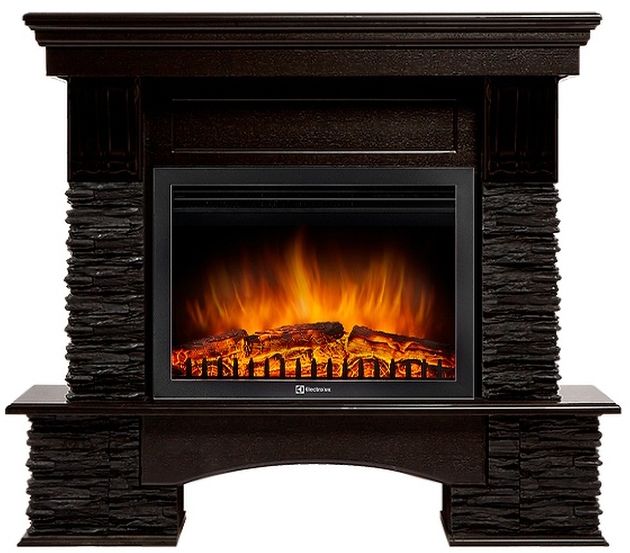 Электрокамин Electrolux EFP/P-3020LS с порталом Firelight Pietra Nuovo 30 камень сланец чёрный, шпон венге