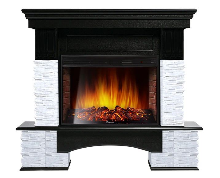 Электрокамин Electrolux EFP/P-3320RLS с порталом Firelight Pietra Nuovo 30 камень сланец белый, шпон темный дуб