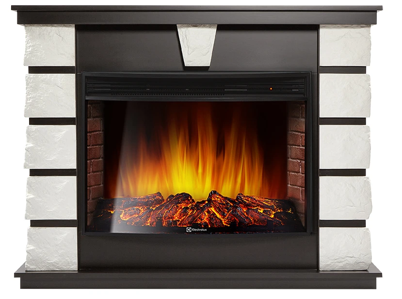 Электрокамин Electrolux EFP/P-3320RLS с порталом Firelight Excalibur 30 камень белый, шпон венге