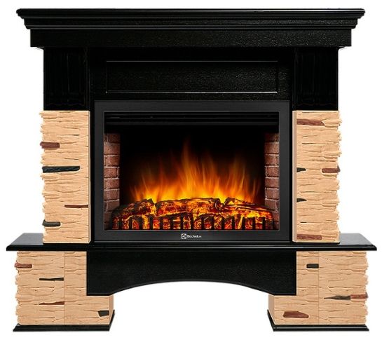 Электрокамин Electrolux EFP/P-3020LS с порталом Firelight Pietra Nuovo 30 камень сланец натуральный, шпон темный дуб
