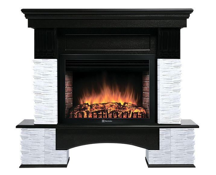 Электрокамин Electrolux EFP/P-3020LS с порталом Firelight Pietra Nuovo 30 камень сланец белый, шпон темный дуб