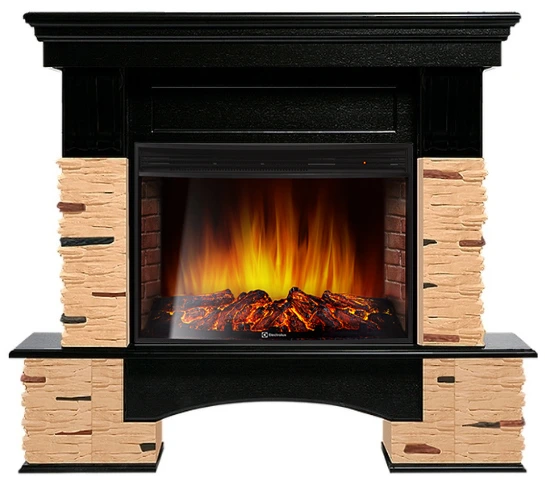 Электрокамин Electrolux EFP/P-3320RLS с порталом Firelight Pietra Nuovo 30 камень сланец натуральный, шпон темный дуб