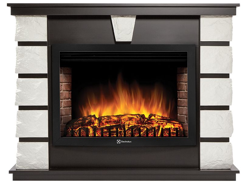 Электрокамин Electrolux EFP/P-3020LS с порталом Firelight Excalibur 30 камень белый, шпон венге