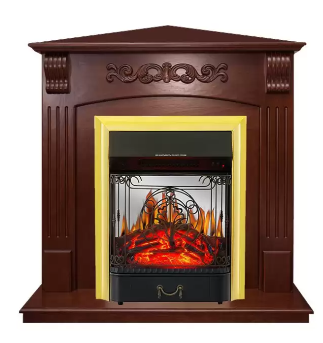 Электрокамин Royal Flame Sorrento угл.(Орех) c очагом Majestic FX Brass