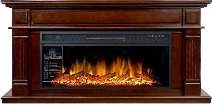 Линейный электрокамин Royal Flame Atlanta (тем. дуб) с очагом Vision 42 LOG LED