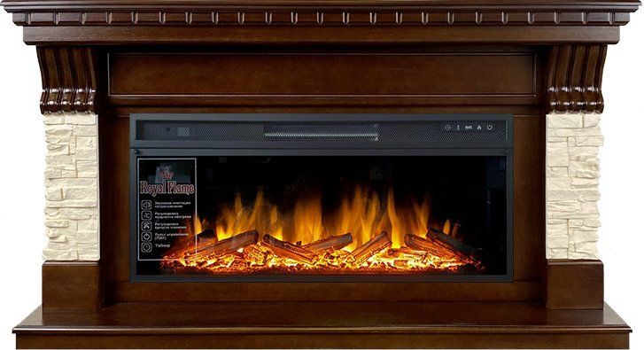 Линейный электрокамин Royal Flame Denver (тем. дуб) с очагом Vision 42 LOG LED