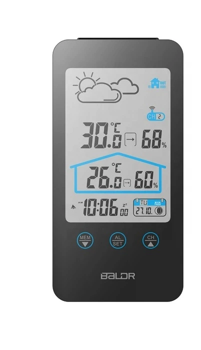 Цифровая метеостанция с радиодатчиком BALDR B0201WST2H2 (черный)