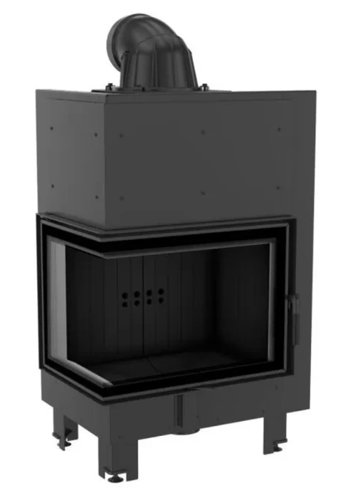 Угловая левая дровяная топка Kratki MBZ/L/BS/SG (гнутое стекло) черная футеровка