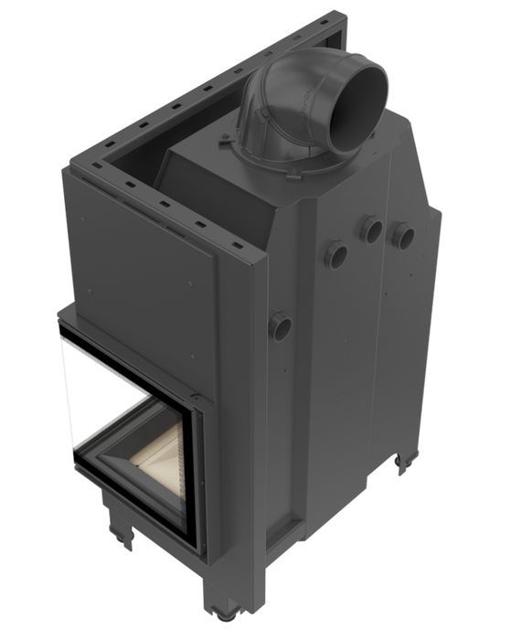 Угловая правая дровяная топка Kratki MBO/P/BS/SG (гнутое стекло) черная футеровка фото#2