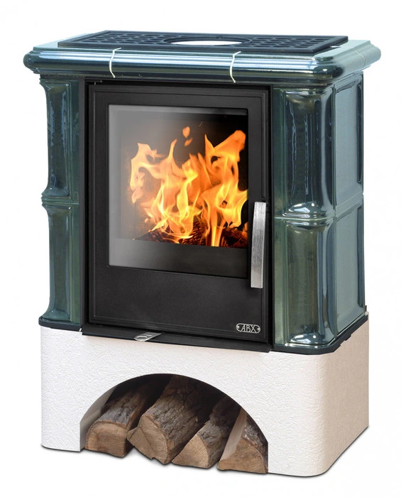 Дровяная печь ABX Bavaria KI белый цоколь, бутылочное стекло
