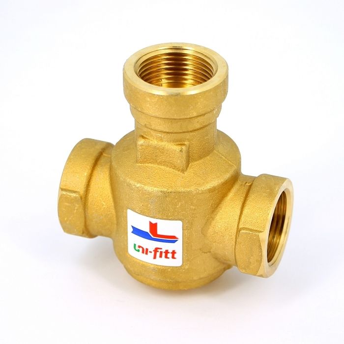 Смесительный клапан Uni-fitt В 1 3-ходовой термостатический 60С Kvs 9 для напольных котлов, смешение боков фото#2