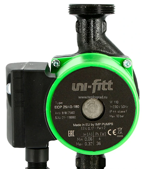 Насос для отопления Uni-fitt ECP 25/40 180 с гайками