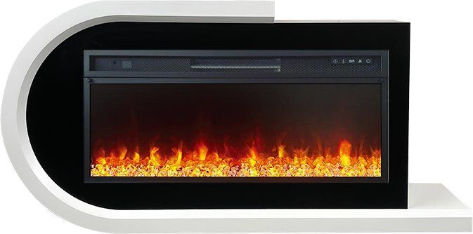 Линейный электрокамин Royal Flame Basel (белый с черным) с очагом Vision 42 LED