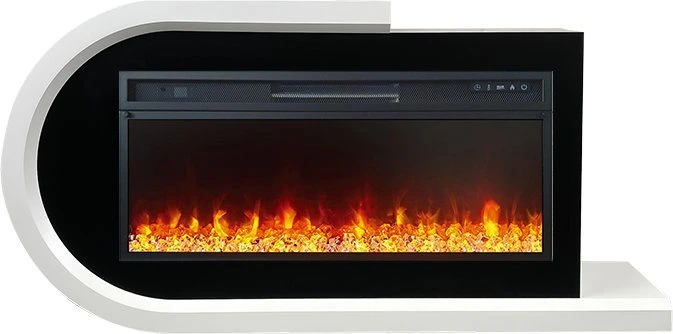 Линейный электрокамин Royal Flame Basel (белый с черным) с очагом Vision 42 LED