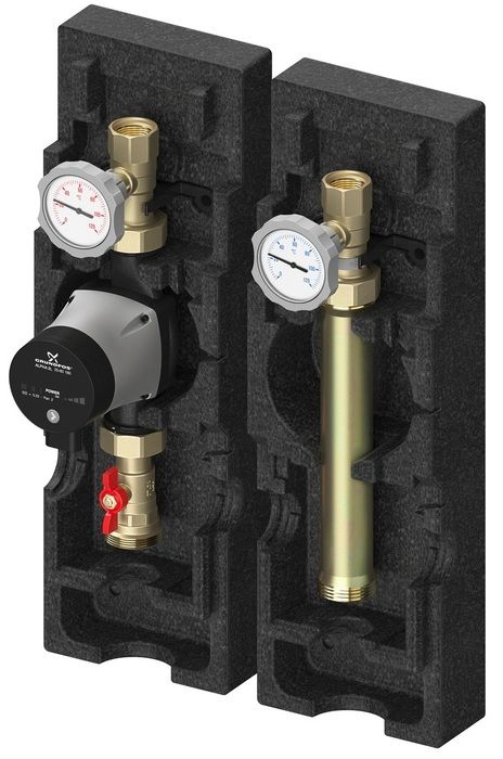 Насосная группа Meibes V-UK 1 1/4 (Kvs=14,1) с насосом Grundfos UPM3 Hybrid 32-70, без смесителя, подающая