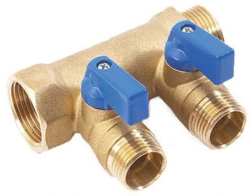 Коллектор распределительный TIEMME 3/ 4"x1/2 на 2 выхода, с наружной резьбой