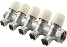 Коллектор распределительный TIEMME 3/4"x1/2 на 5 выходов, хром, с наружной резьбой