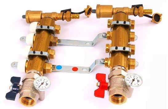 Коллектор регулируемый в сборе TIEMME 1"x3/4 EK на 4 выхода, с наружной резьбой фото#2