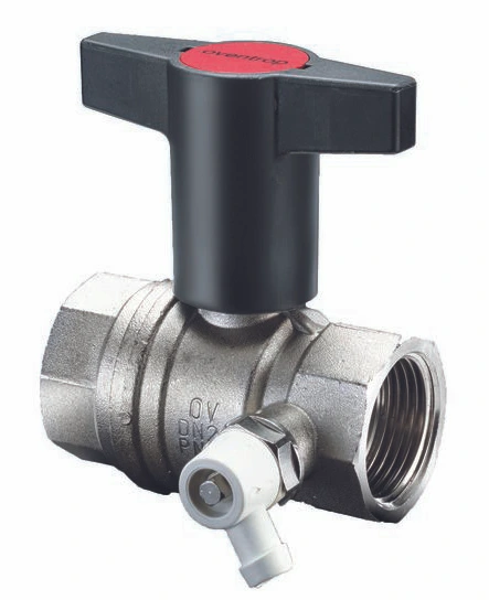 Шаровый кран Oventrop Optibal, DN-15, 1/2", ВВ, PN, бар-16, со штуцером для слива 1/4"