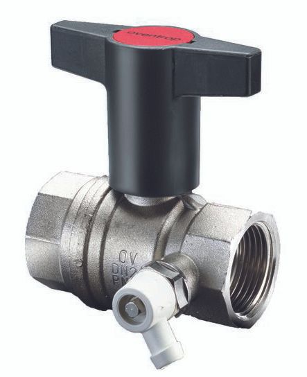 Шаровый кран Oventrop Optibal, DN-25, 1", ВВ, PN, бар-16, со штуцером для слива 1/4"