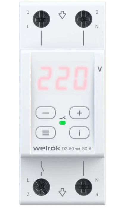 Реле напряжения Welrok D2-50 red