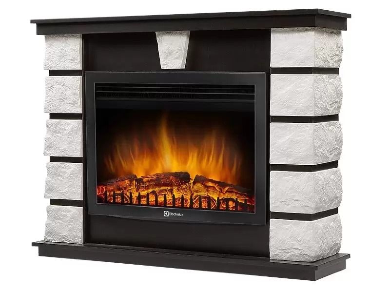 Электрокамин Electrolux EFP/P-2520LS с порталом Firelight Excalibur 25 камень белый, шпон венге фото#2