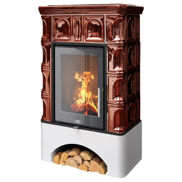 Дровяная печь ABX Britania EXclusive белый цоколь, коричневая