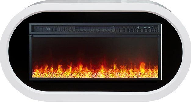 Линейный электрокамин Royal Flame Ellips (белый с черным) с очагом Vision 42 LED