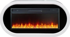 Линейный электрокамин Royal Flame Ellips (белый с черным) с очагом Vision 42 LED