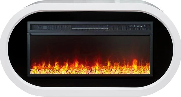 Линейный электрокамин Royal Flame Ellips (белый с черным) с очагом Vision 42 LED