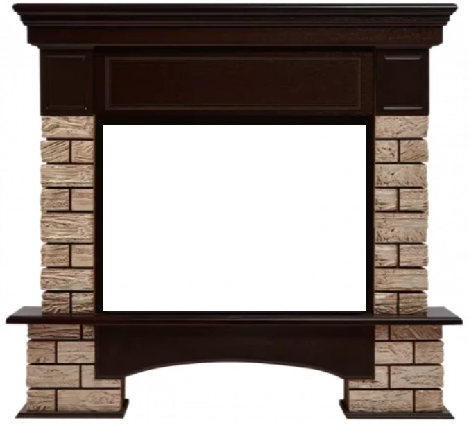 Широкий портал Firelight Bricks Wood 25 камень корич., шпон тем. дуб
