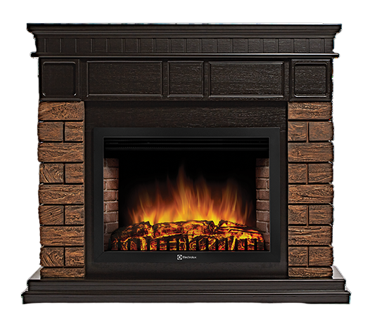 Электрокамин Electrolux EFP/P-2520LS с порталом Firelight Bricks Wood 25 камень корич., шпон тем. дуб