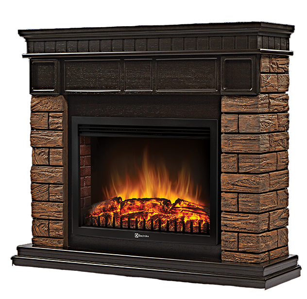 Электрокамин Electrolux EFP/P-3020LS с порталом Firelight Bricks Wood 30 камень корич., шпон тем. дуб