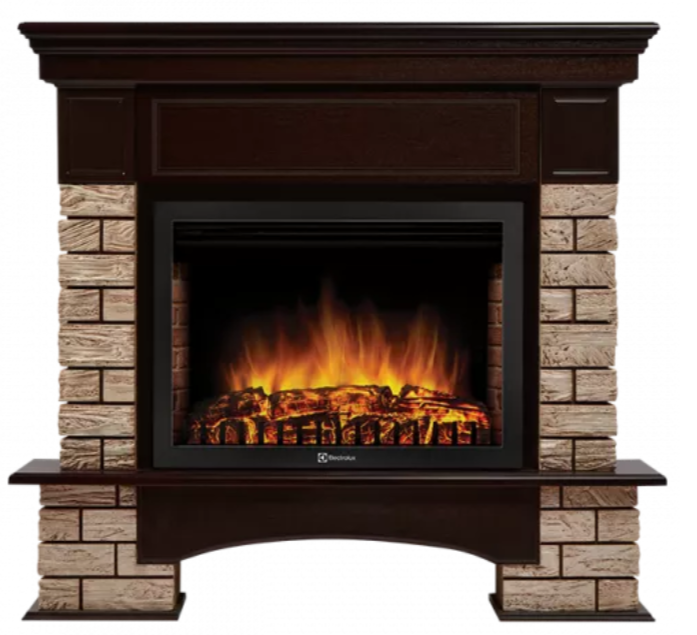 Электрокамин Electrolux EFP/P-2520LS с порталом Firelight Forte Wood 25 камень тем., шпон венге