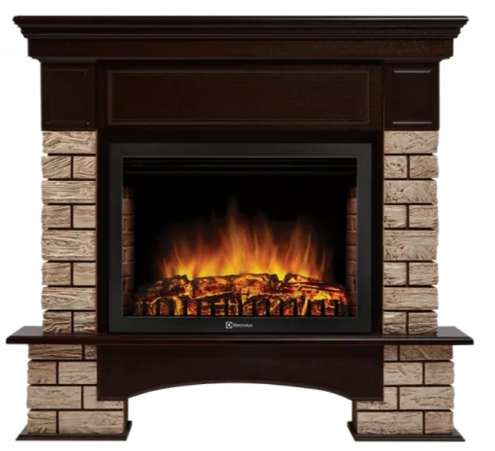 Электрокамин Electrolux EFP/P-2520LS с порталом Firelight Forte Wood 25 камень тем., шпон венге