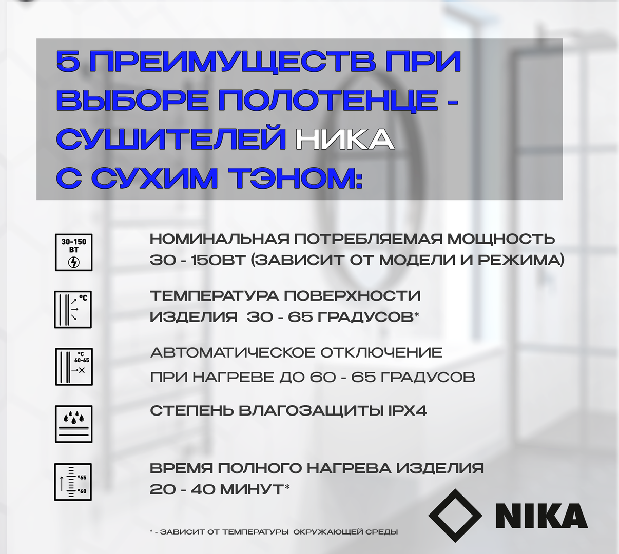 Электрический полотенцесушитель лесенка Ника WAY-2 60/50 RAL9005 черный матовый правый тэн фото#2