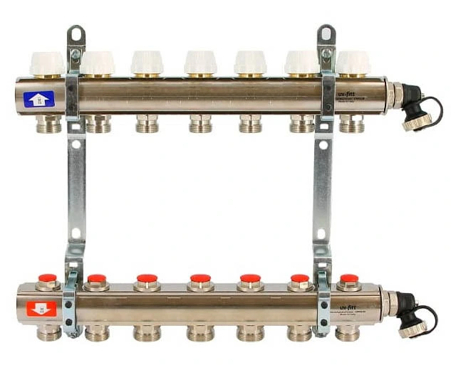 Для отопления Uni-fitt 1" х 7 вых 3/4" с вентилями(441I4307)