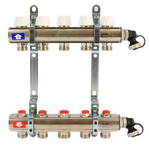 Для отопления Uni-fitt 1" х 5 вых 3/4" с вентилями(441I4305)